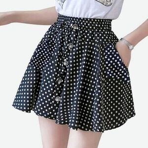 Retro Vintage style Navy Polka Dot Skater Skirt- Size Small